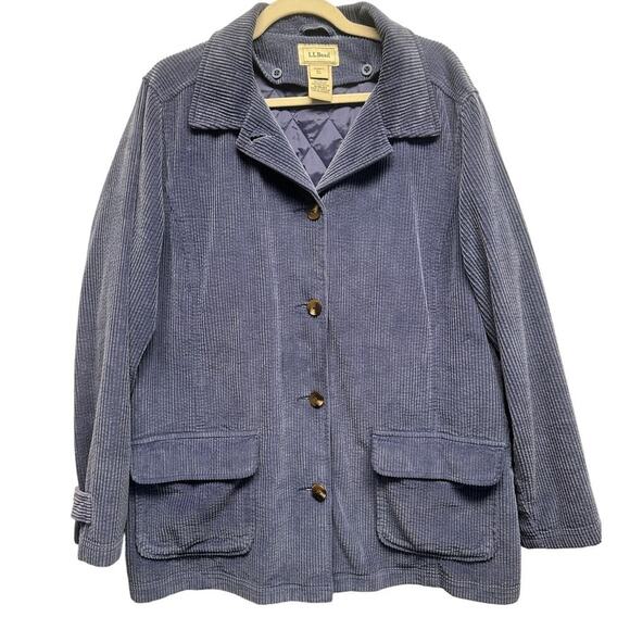 L.L. Bean Jackets & Blazers - LL Bean Womens XL Corduroy Lined Blazer Chore Barn Jacket Thinsulate Blue VTG